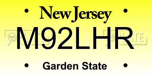 M92LHR New Jersey License Plate