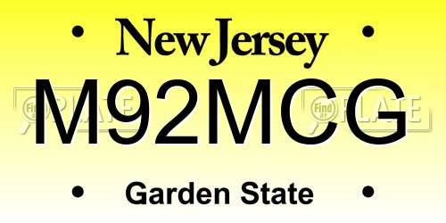 M92MCG New Jersey License Plate