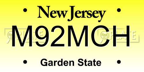 M92MCH New Jersey License Plate