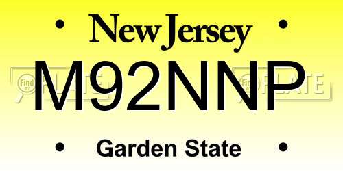 M92NNP New Jersey License Plate