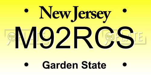 M92RCS New Jersey License Plate