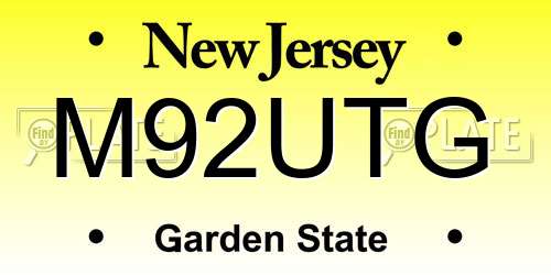 M92UTG New Jersey License Plate