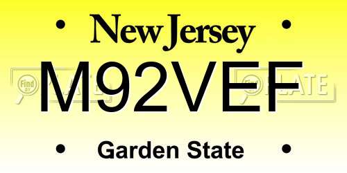 M92VEF New Jersey License Plate