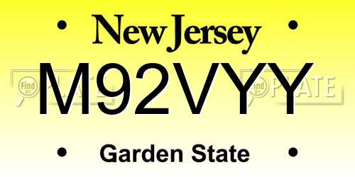 M92VYY New Jersey License Plate