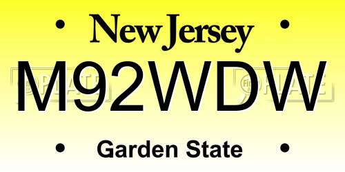 M92WDW New Jersey License Plate