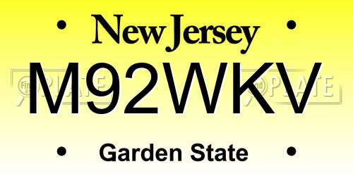 M92WKV New Jersey License Plate