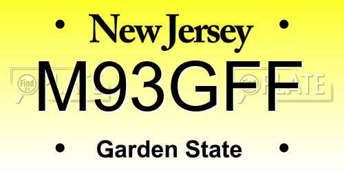 M93GFF New Jersey License Plate