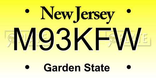 M93KFW New Jersey License Plate
