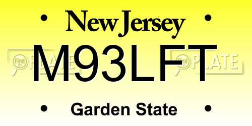 M93LFT New Jersey License Plate