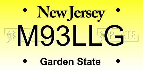 M93LLG New Jersey License Plate