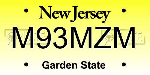 M93MZM New Jersey License Plate
