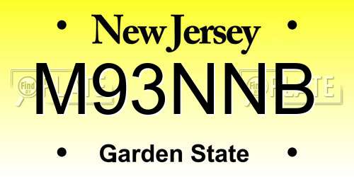 M93NNB New Jersey License Plate