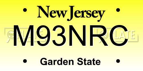 M93NRC New Jersey License Plate