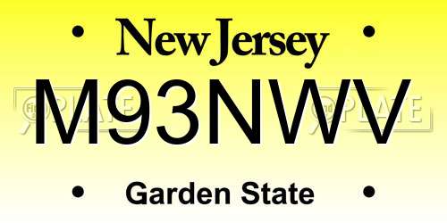M93NWV New Jersey License Plate