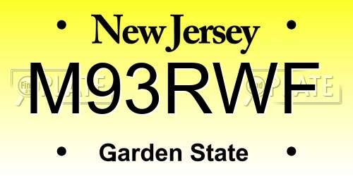 M93RWF New Jersey License Plate