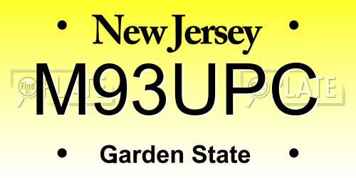 M93UPC New Jersey License Plate