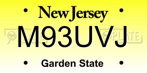 M93UVJ New Jersey License Plate