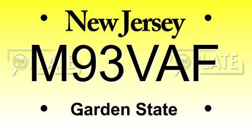 M93VAF New Jersey License Plate
