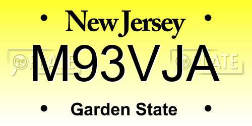 M93VJA New Jersey License Plate