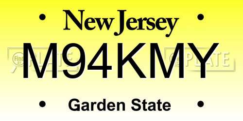 M94KMY New Jersey License Plate