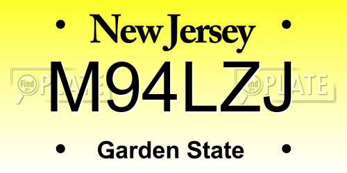 M94LZJ New Jersey License Plate