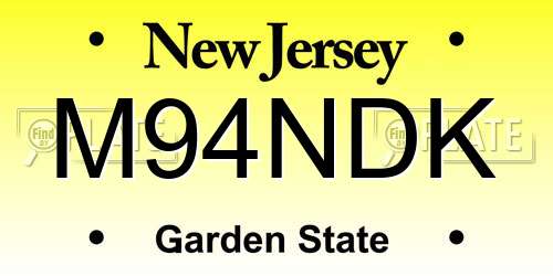 M94NDK New Jersey License Plate