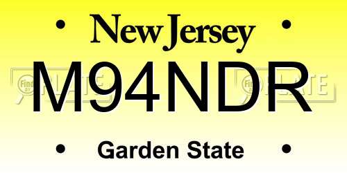 M94NDR New Jersey License Plate