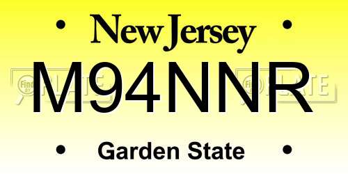 M94NNR New Jersey License Plate