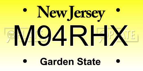 M94RHX New Jersey License Plate