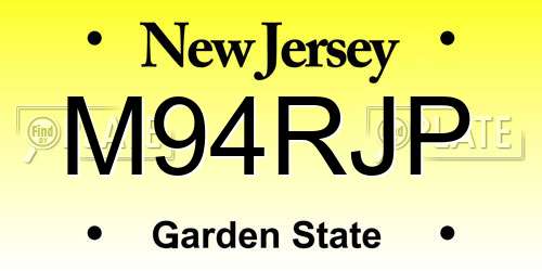 M94RJP New Jersey License Plate