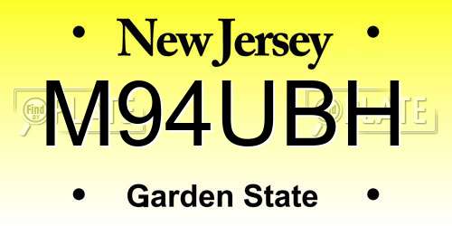 M94UBH New Jersey License Plate