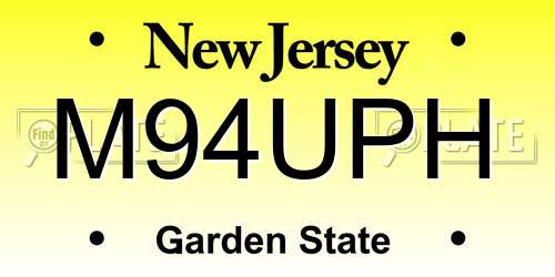 M94UPH New Jersey License Plate