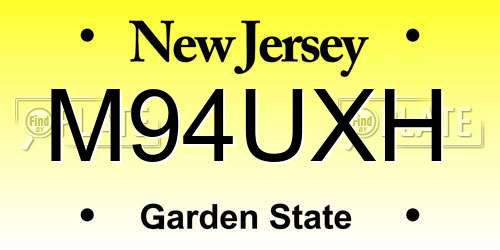 M94UXH New Jersey License Plate