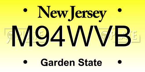 M94WVB New Jersey License Plate