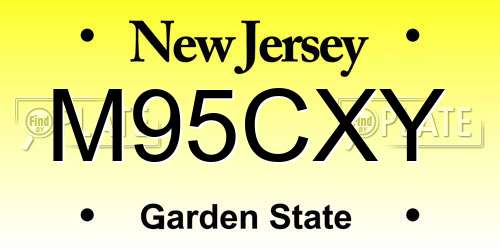 M95CXY New Jersey License Plate