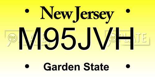 M95JVH New Jersey License Plate