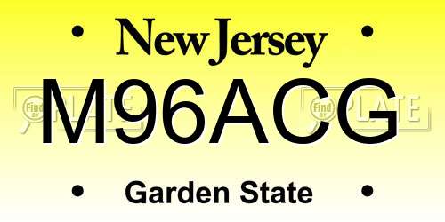 M96ACG New Jersey License Plate