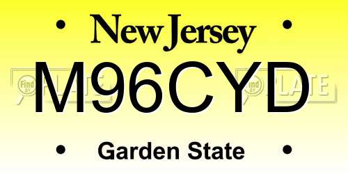 M96CYD New Jersey License Plate