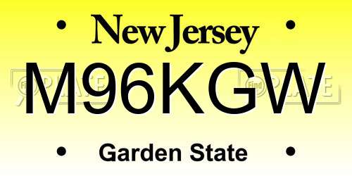 M96KGW New Jersey License Plate