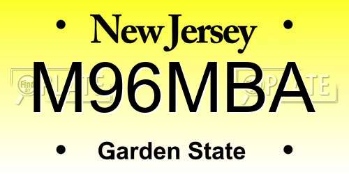M96MBA New Jersey License Plate