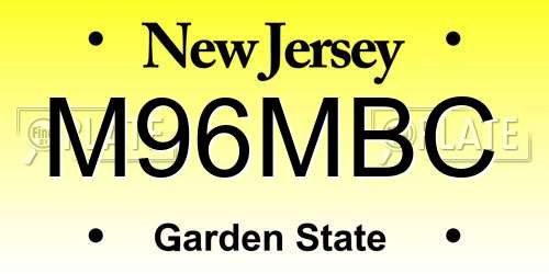 M96MBC New Jersey License Plate