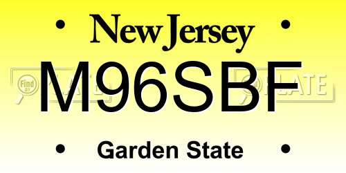 M96SBF New Jersey License Plate