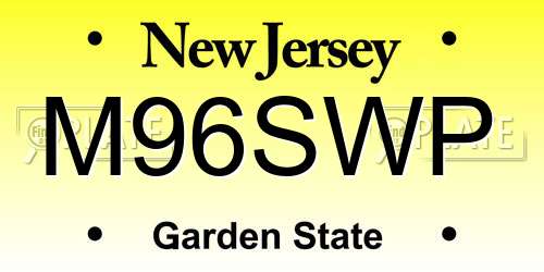 M96SWP New Jersey License Plate
