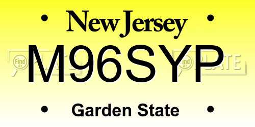 M96SYP New Jersey License Plate