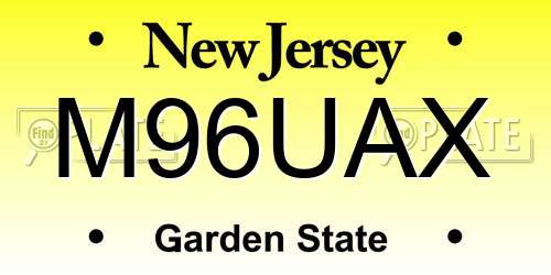 M96UAX New Jersey License Plate