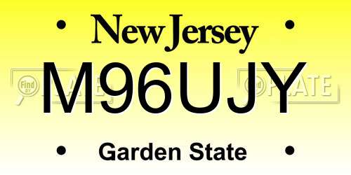M96UJY New Jersey License Plate
