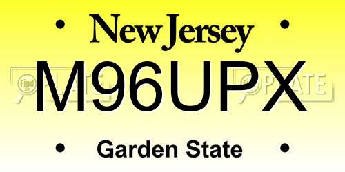 M96UPX New Jersey License Plate