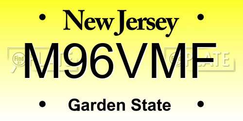 M96VMF New Jersey License Plate
