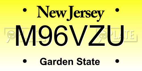 M96VZU New Jersey License Plate