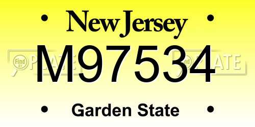 M97534 New Jersey License Plate